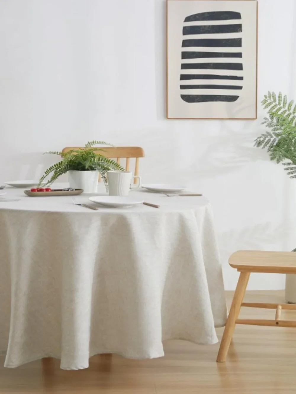 🪷NIB 100% French Flax Linen Round Tablecloth 70
